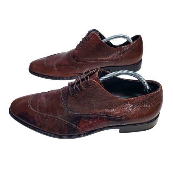BOSS Hugo Boss Mens Merlot Leather Almond Toe Lace Up Oxford Dress Shoe Italy 10 - Picture 6 of 9